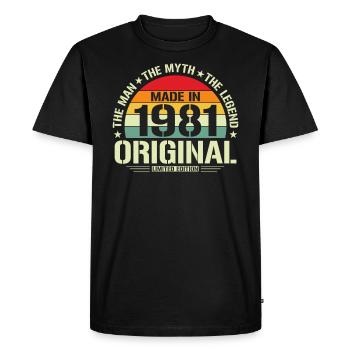 Vintage Birthday 1981 Retro Style - Men's Premium Organic T-Shirt - black - Front - Nico (187cm)