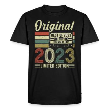 Millésime 2023 – Un millésime du siècle ! - T-shirt Premium bio Homme - noir - Devant - Nico (187cm)