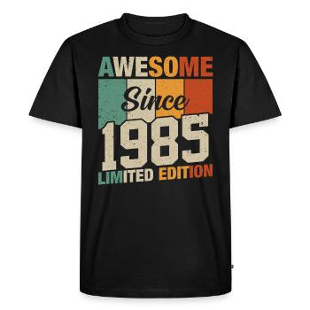 Millésime 1985 Anniversaire - T-shirt Premium bio Homme - noir - Devant - Nico (187cm)