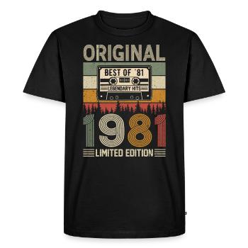 Millésime 1981 Anniversaire - T-shirt Premium bio Homme - noir - Devant - Nico (187cm)