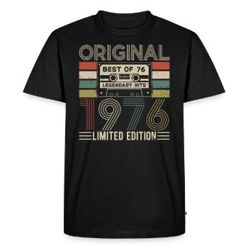 Anniversaire vintage 1976 - T-shirt Premium bio Homme - noir - Devant - Nico (187cm)