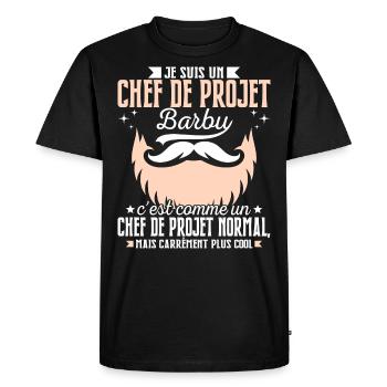 Barbe Humour Chef de Projet Barbu - T-shirt Premium bio Homme - noir - Devant - Nico (187cm)