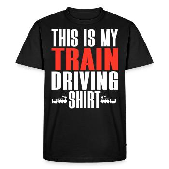 Conducteur De Train Machiniste Cheminot - T-shirt Premium bio Homme - noir - Devant - Nico (187cm)