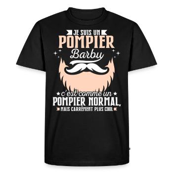 Barbe Humour Pompier Barbu - T-shirt Premium bio Homme - noir - Devant - Nico (187cm)