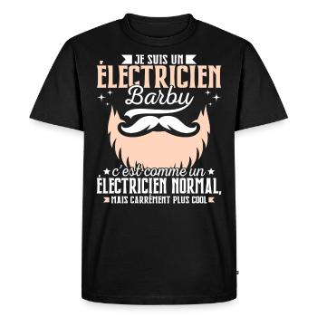 Barbe Humour Électricien Barbu - T-shirt Premium bio Homme - noir - Devant - Nico (187cm)