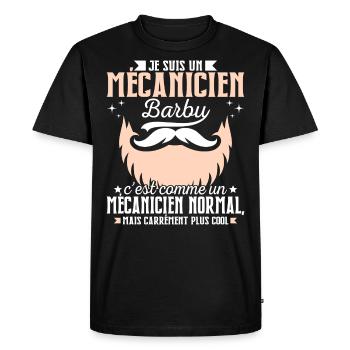 Barbe Humour Mécanicien Barbu - T-shirt Premium bio Homme - noir - Devant - Nico (187cm)