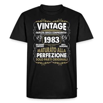 Né en 1983 Date de naissance 1983 Millésime 1983 - T-shirt Premium bio Homme - noir - Devant - Nico (187cm)