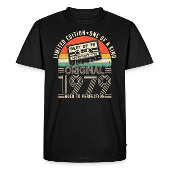 Born in 1979 Birthday 1979 Vintage 1979 - Men's Premium Organic T-Shirt - black - Front - Nico (187cm)