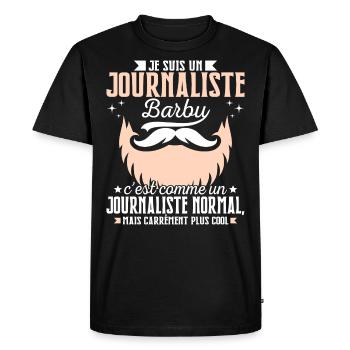 Barbe Humour Journaliste Barbu - T-shirt Premium bio Homme - noir - Devant - Nico (187cm)