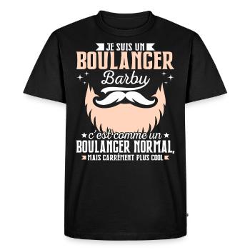 Barbe Humour Boulanger Barbu - T-shirt Premium bio Homme - noir - Devant - Nico (187cm)