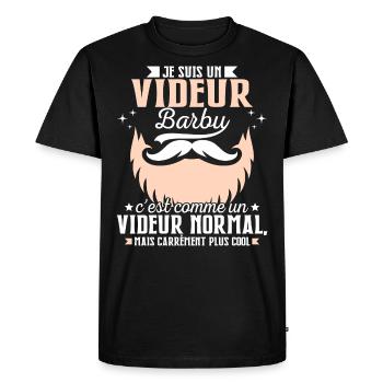 Barbe Humour Videur Barbu - T-shirt Premium bio Homme - noir - Devant - Nico (187cm)