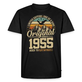 Millésime doré 1955 - Un original depuis 69 ans - T-shirt Premium bio Homme - noir - Devant - Nico (187cm)
