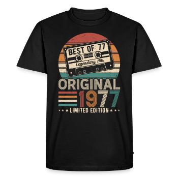 Born In 1977 Birthday 1977 Vintage 1977 - Men's Premium Organic T-Shirt - black - Front - Nico (187cm)