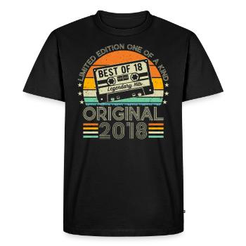 Surprise d’anniversaire Millésime 2018 - T-shirt Premium bio Homme - noir - Devant - Nico (187cm)