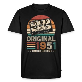 Millésime 1951 - Né légendaire - T-shirt Premium bio Homme - noir - Devant - Nico (187cm)