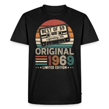 Né légendaire en 1969 - T-shirt Premium bio Homme - noir - Devant - Nico (187cm)
