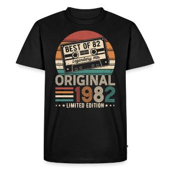 Born legends 1982 - Men's Premium Organic T-Shirt - black - Front - Nico (187cm)