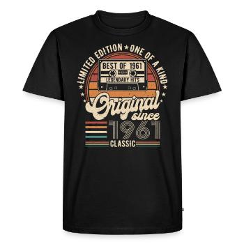 Born in 1961 Birthday 1961 Vintage 1961 - Men's Premium Organic T-Shirt - black - Front - Nico (187cm)