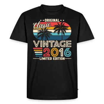 2016 anniversaire 2016 né en 2016 anniversaire - T-shirt Premium bio Homme - noir - Devant - Nico (187cm)