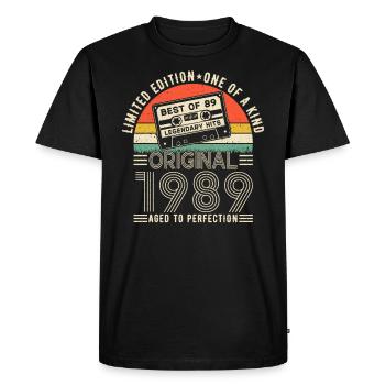 Millésime 1989 Légendes - T-shirt Premium bio Homme - noir - Devant - Nico (187cm)