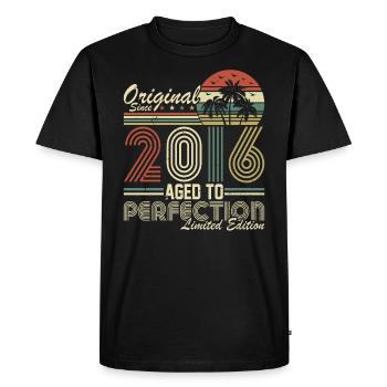 2016 anniversaire 2016 né en 2016 anniversaire - T-shirt Premium bio Homme - noir - Devant - Nico (187cm)