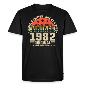 Motif d’anniversaire Vintage unique de 1982 - T-shirt Premium bio Homme - noir - Devant - Nico (187cm)