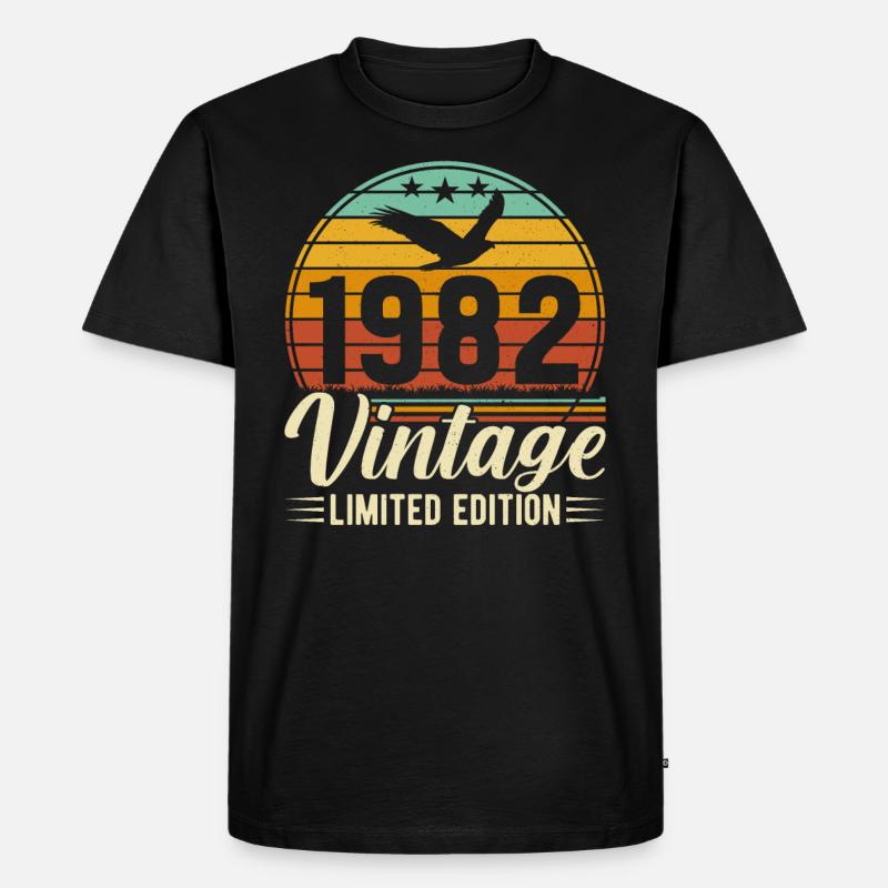 Zeitreise 1982 - Nostalgie und Erinnerungen - Männer Premium Bio T-Shirt - Schwarz