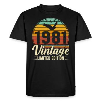 T-shirt d’anniversaire rétro vintage 1981 - 43 ans - T-shirt Premium bio Homme - noir - Devant - Nico (187cm)