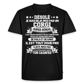 Déjà Pris Par Un Corgi Super Génial Chien - T-shirt Premium bio Homme - noir - Devant - Nico (187cm)