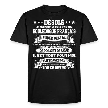 Pris Par Bouledogue Français Super Génial Chien - T-shirt Premium bio Homme - noir - Devant - Nico (187cm)