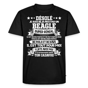 Déjà Pris Par Un Beagle Super Génial Chien - T-shirt Premium bio Homme - noir - Devant - Nico (187cm)