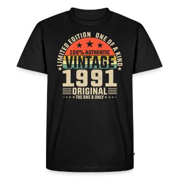 Cadeau 1991 Cadeau Anniversaire 1991 Vintage 1991 - T-shirt Premium bio Homme - noir - Devant - Nico (187cm)