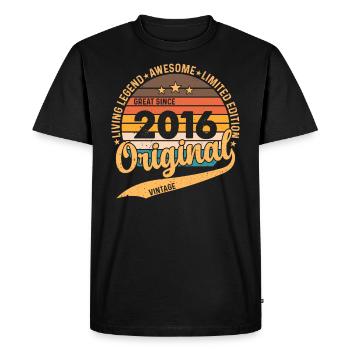 2016 anniversaire 2016 né en 2016 anniversaire - T-shirt Premium bio Homme - noir - Devant - Nico (187cm)