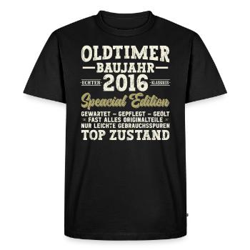 2016 anniversaire 2016 né en 2016 anniversaire - T-shirt Premium bio Homme - noir - Devant - Nico (187cm)