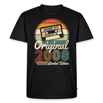 Cadeau Anniversaire 2008 Femme | Née en 2008 - T-shirt Premium bio Homme - noir - Devant - Nico (187cm)