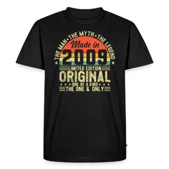 MANUFACTURED IN 2009 - Men's Premium Organic T-Shirt - black - Front - Nico (187cm)
