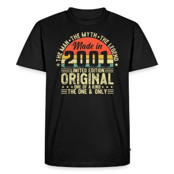 Vintage 2001 Birthday Gift - Men's Premium Organic T-Shirt - black - Front - Nico (187cm)