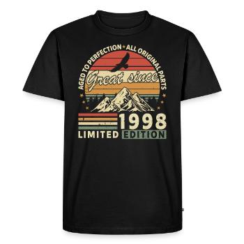 Vintage 1998 Birthday Gift - Men's Premium Organic T-Shirt - black - Front - Nico (187cm)