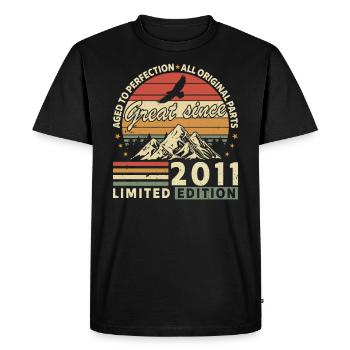 2011 - Né en 2011 - T-shirt Premium bio Homme - noir - Devant - Nico (187cm)