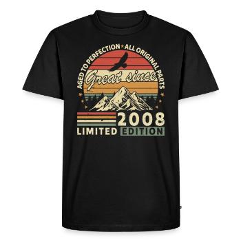 Cadeau Anniversaire 2008 Femme | Née en 2008 - T-shirt Premium bio Homme - noir - Devant - Nico (187cm)