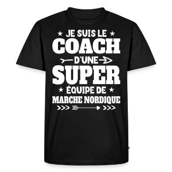 Super Coach Cadeau Pour Coach De Marche Nordique - T-shirt Premium bio Homme - noir - Devant - Nico (187cm)
