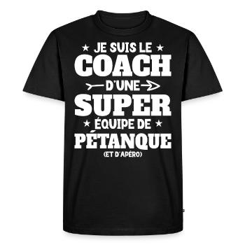 Super Coach Cadeau Pour Coach De Pétanque - T-shirt Premium bio Homme - noir - Devant - Nico (187cm)