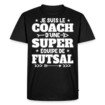Super Coach Cadeau Pour Coach De Futsal - T-shirt Premium bio Homme - noir - Devant - Nico (187cm)