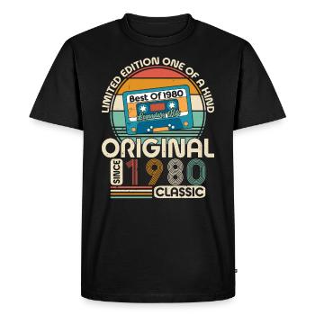 Originals 1980s Vintage Vintage Retro - Men's Premium Organic T-Shirt - black - Front - Nico (187cm)