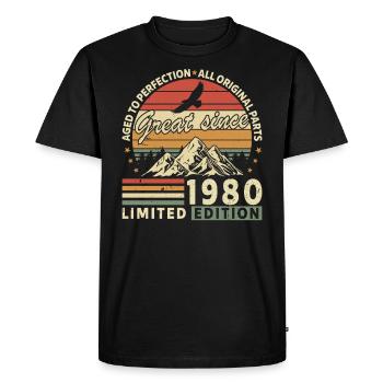 Légende vintage des années 1980 - T-shirt Premium bio Homme - noir - Devant - Nico (187cm)