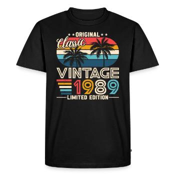 Millésime 1989 Légendes - T-shirt Premium bio Homme - noir - Devant - Nico (187cm)