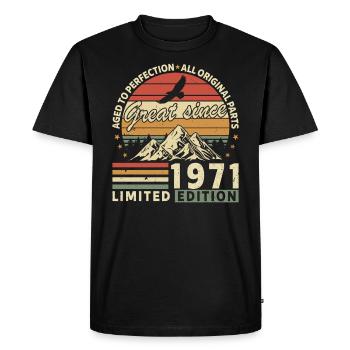 Légendaire 1971 Vintage anniversaire Tee - T-shirt Premium bio Homme - noir - Devant - Nico (187cm)