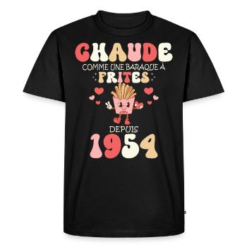 Baraque À Frites 1954 Femme Anniversaire 70 Ans - T-shirt Premium bio Homme - noir - Devant - Nico (187cm)
