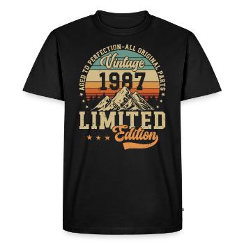 Original 1987 Vintage anniversaire - T-shirt Premium bio Homme - noir - Devant - Nico (187cm)