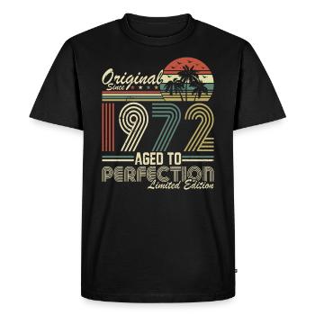 Millésime 1972 – Né dans les légendes - T-shirt Premium bio Homme - noir - Devant - Nico (187cm)